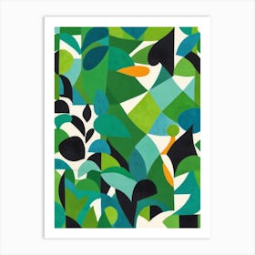 Abstract Green Leaves Art Print