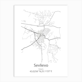 Sevlievo,Bulgaria Minimalist Map Art Print