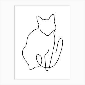 Cat Drawing Monoline Drawing Line Art 1 Art Print