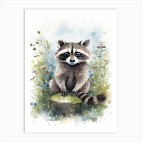A Honduran Raccoon Watercolour Illustration Storybook 4 Art Print
