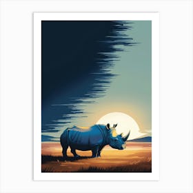 Rhino At Sunset Art Print