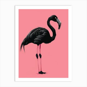 Black Flamingo Art Print