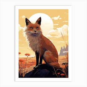 Swift Fox Moon Illustration 2 Art Print