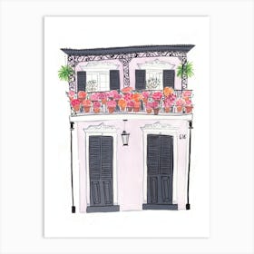 New Orleans House With Flowers 1 Art Print