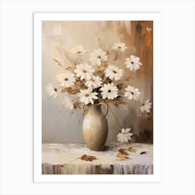 Daisy, Autumn Fall Flowers Sitting In A White Vase, Farmhouse Style 1 Art Print