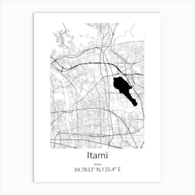 Itami,Japan Minimalist Map Art Print