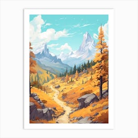 Great Himalaya Trail Nepal Hike Illustration Art Print