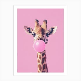 Giraffe Chewing Gum Art Print