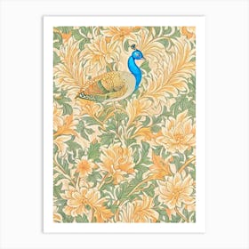 Peacock William Morris Style Bird Art Print