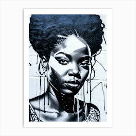 Graffiti Mural Of Beautiful Black Woman 253 Art Print