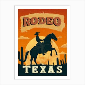 Texas Cowboy Rodeo Vintage Poster Art Print