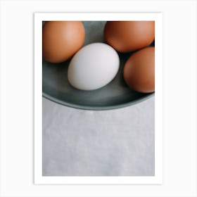 White And Brown Eggs In A Bowl Art Print