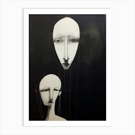 Geometric Black & White Face Drawing Munch Inspired 2 Art Print