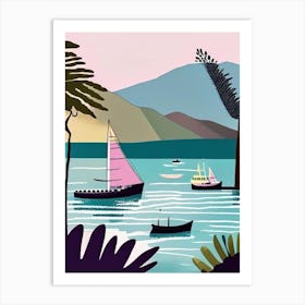 Lake Atitlán Guatemala Muted Pastel Tropical Destination Art Print