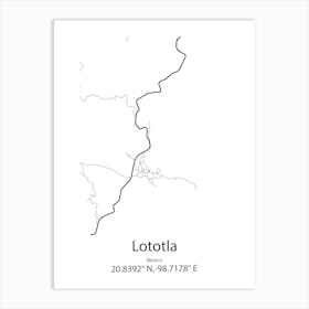 Lototla,Mexico Minimalist Map Art Print