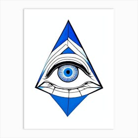 The Ajna Chakra, Symbol, Third Eye Blue & White 6 Art Print