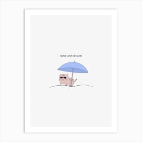 Cat Under The Umbrella Art Print