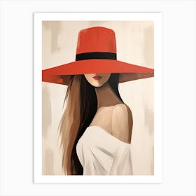 Lady In Red Hat | Boho print Art Print