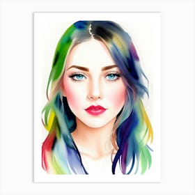 Portrait Of A Woman With Colorful Hair 2 Art Print