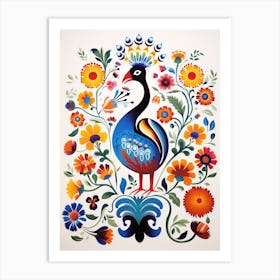 Scandinavian Bird Illustration Peacock 1 Art Print