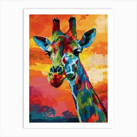 Giraffe Face Watercolour Portrait 2 Art Print