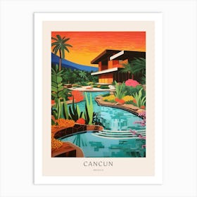 Cancun, Mexico 2 Midcentury Modern Pool Poster Art Print