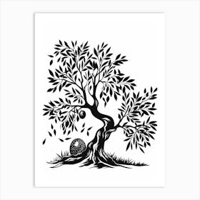 Olive Tree Simple Geometric Nature Stencil 2 1 Art Print