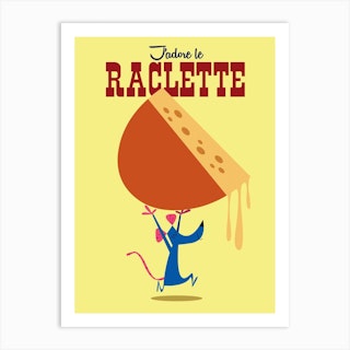 Jadore La Raclette Poster Yellow & Orange Art Print
