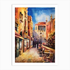 Watercolor Of A City Street Art Print