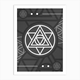 Geometric Glyph Abstract Array in White and Gray n.0031 Art Print