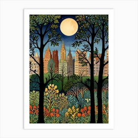 William Morris Central Park At Night Art Print