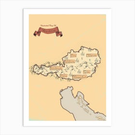 Vintage Austrian Map Art Print