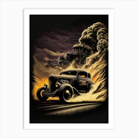 Hot Rod Muscle Smoke Drift Retro Racing vintage classic Car 2 Art Print