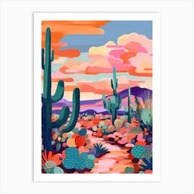 Colourful Desert Illustration 5 Art Print