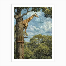 Giraffe In The Tree Art Print