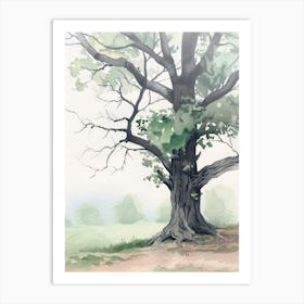 Ebony Tree Atmospheric Watercolour Painting 2 Art Print