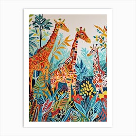 Cute Patterns Of Giraffes In The Wild 4 Art Print