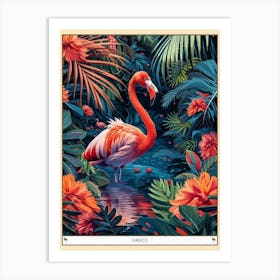 Greater Flamingo Greece Tropical Illustration 4 Poster Art Print