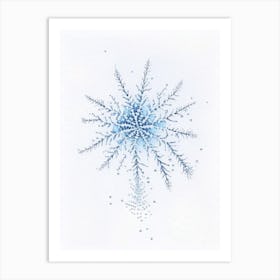 Water, Snowflakes, Pencil Illustration 1 Art Print
