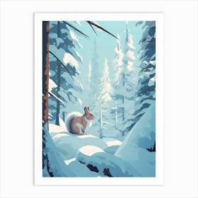 Winter Gray Squirrel 1 Illustration Art Print