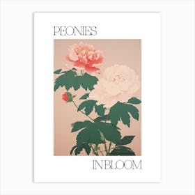 Peonies In Bloom Flowers Bold Illustration 1 Art Print