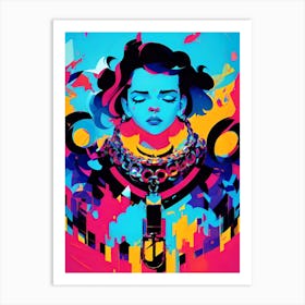 Girl In A Colorful Dress Art Print