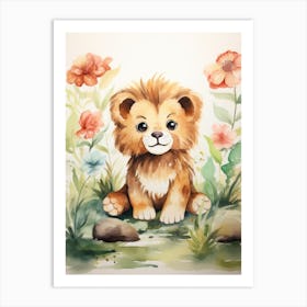 Crafting Watercolour Lion Art Painting 1 Art Print