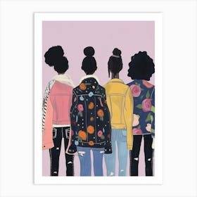 Four Girls In Jackets Art Print