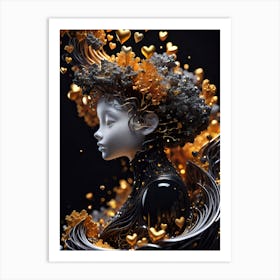 Girl With Golden Hair Art Print