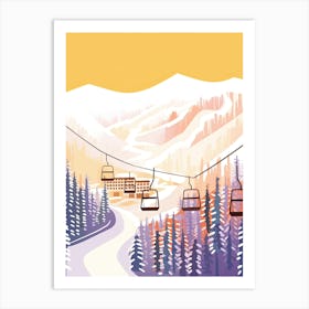 Sun Peaks Resort   British Columbia, Canada, Ski Resort Pastel Colours Illustration 1 Art Print