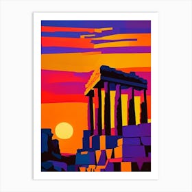 The Acropolis Geometric Sunset Art Print