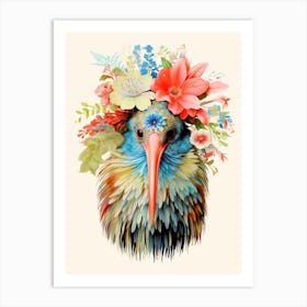 Bird With A Flower Crown Kiwi 4 Art Print
