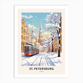 Vintage Winter Travel Poster St Petersburg Russia 2 Art Print