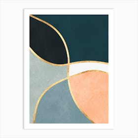 Organic shapes and golden lines 4 Art Print